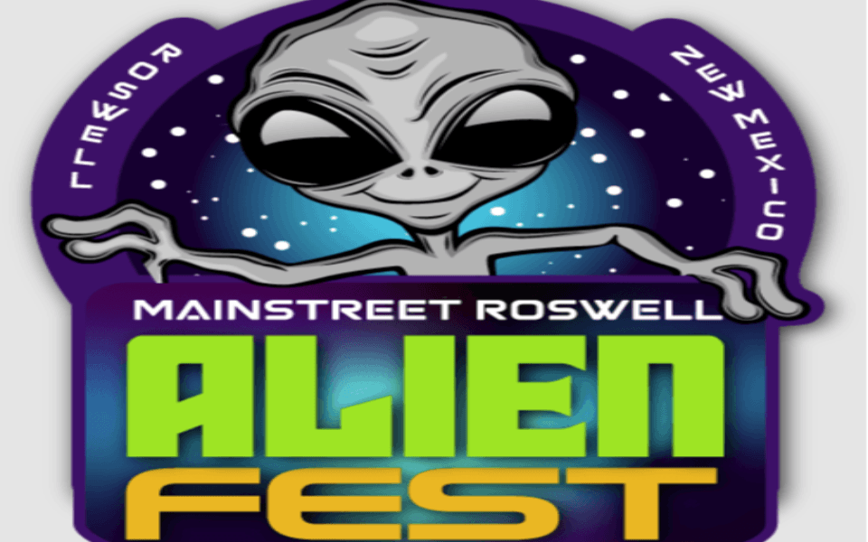 Mainstreet Roswell's Alienfest logo for the 2024 UFO Festival in Roswell, New Mexico.