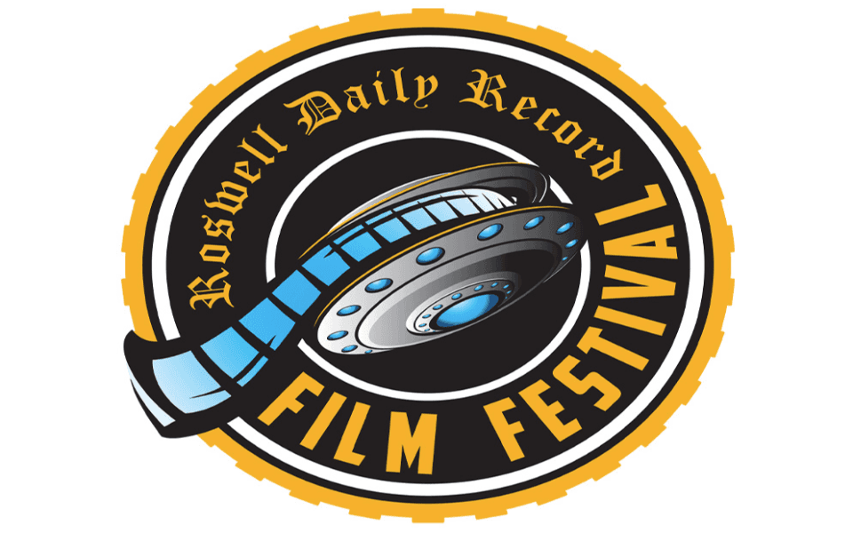 Roswell Daily Record's Film Festival Graphic for 2024, a movie reel as a ufo.