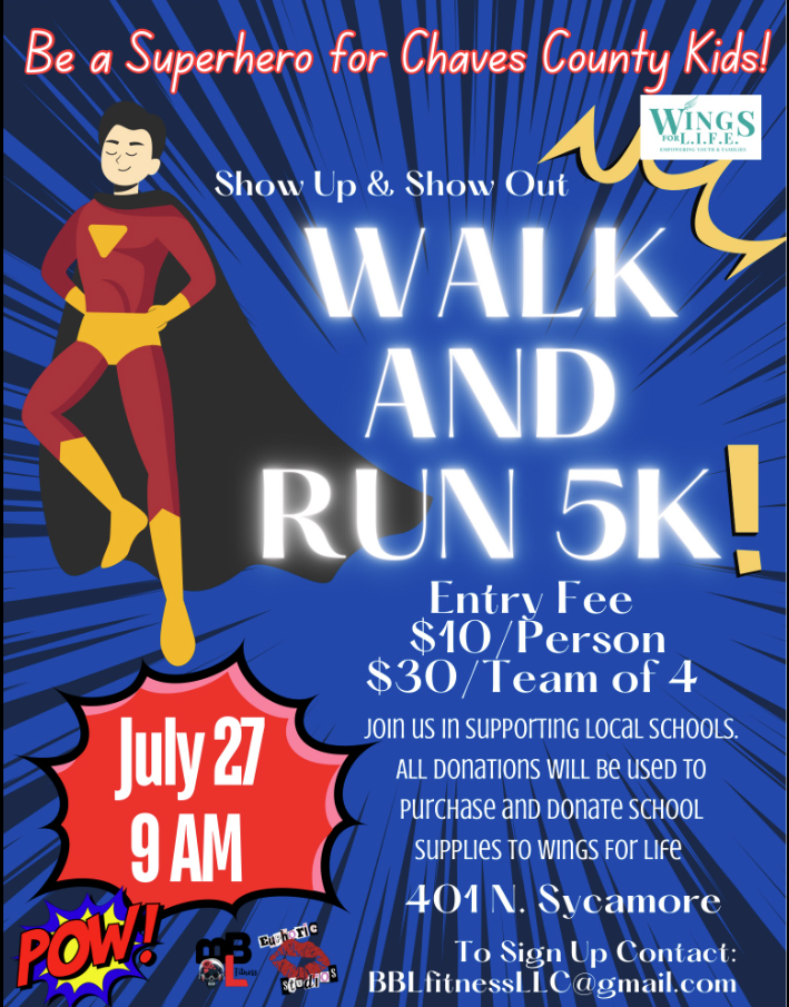 A superhero 5k walk & Run for the kids with date and time