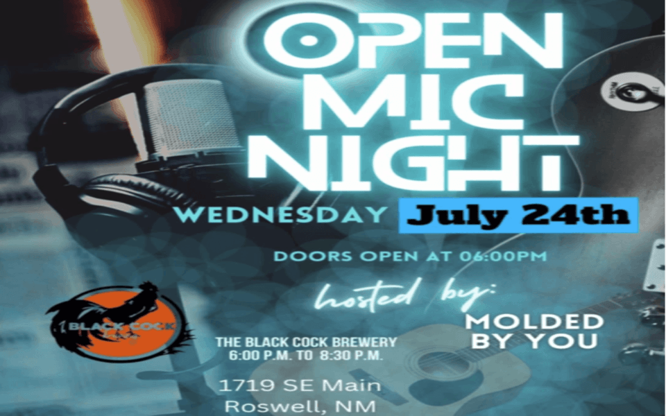 The Black Cock Brewery announces another Open Mic Night set for July 24th, 2024.