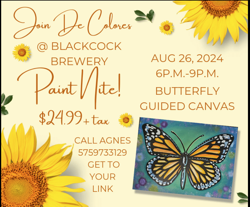 De Colores Paint Night at Blackcock Brewery with dates, time