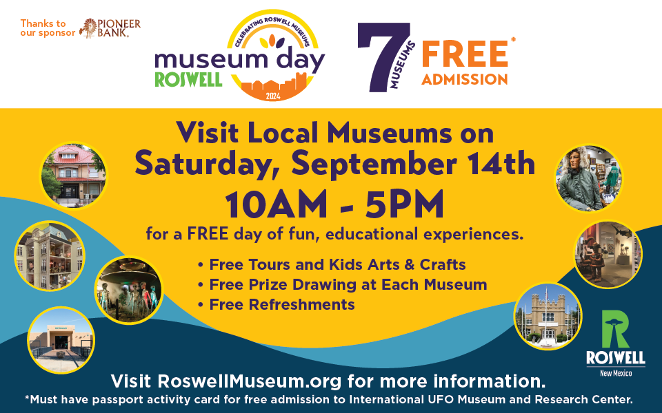 The Roswell Convention Center & Roswell Museum provide a new picture with information for Museum Day 2024.