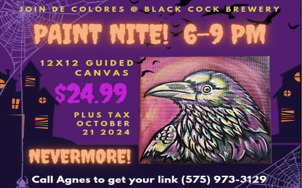 Nevermore Paint Nite with De Colores at the BCB in Roswell, New Mexico.