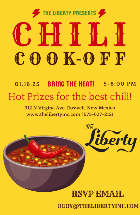 Chili Cook-Off with a picture of a bowl of chili with date and time